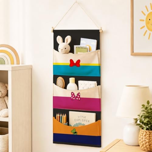 3-Pocket Hanging Wall Organizer, Colorful Bow Design - Image 2