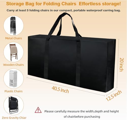 Folding Chair Storage Bag Heavy Duty Large 40.5" L x 12.5" W x 20" H Plastic - Image 2