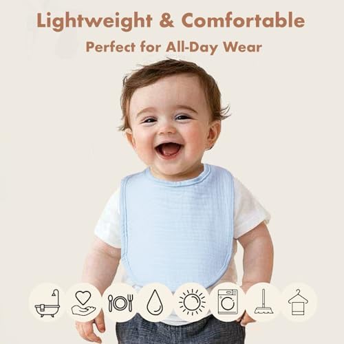 8-Pack Muslin Baby Bibs for Drooling and Teething - Image 2