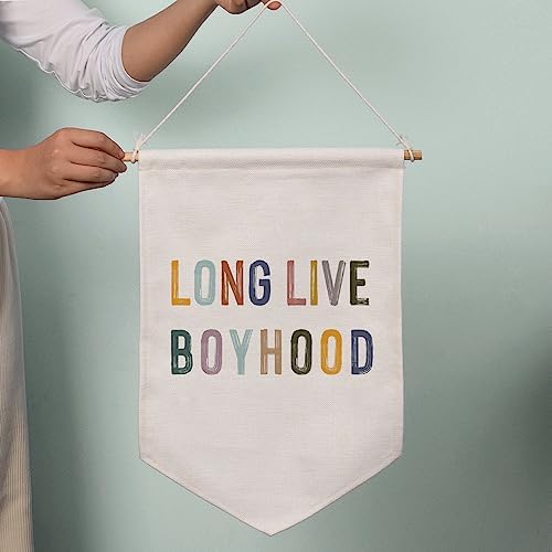 Long Live Boyhood Linen Cotton Blend Wall Art Banner, Natural Fabric Composition - Image 2