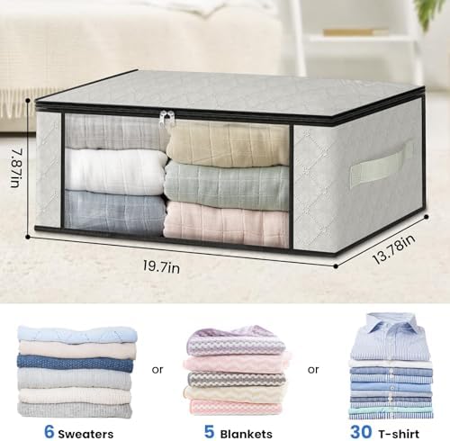 HomeHacks 4-Pack Clothes Organizer Storage Bags, 35L Storage Bins - Image 2