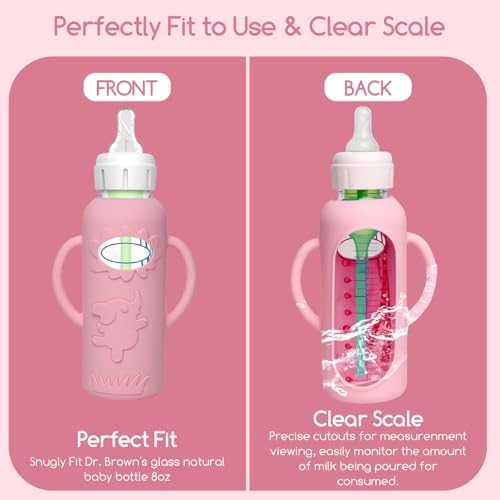 4 Pack Silicone Sleeves for Dr. Brown's Glass Baby Bottles -Drop Protection - Image 7