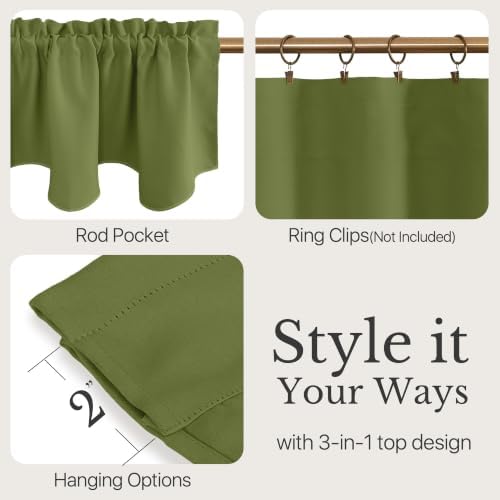 NICETOWN Olive Small Window Curtain Valance Farmhouse - Image 3