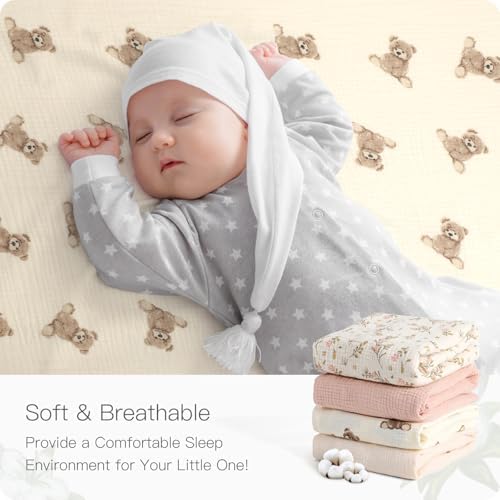 Organic Pack and Play Sheets Fitted 38”x26”Playard Bedding Sheet Bed Cover - Image 3