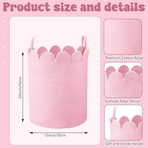LemonRoad Round Woven Basket Pink - Image 2