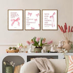 JBZDD Wood Coquette Pink Bow Canvas Wall Art Set of 3, Inspirational Bible - Image 2