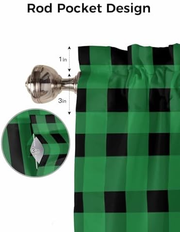 St. Patrick's Day Buffalo Plaid Kitchen Curtains Valances - Image 7