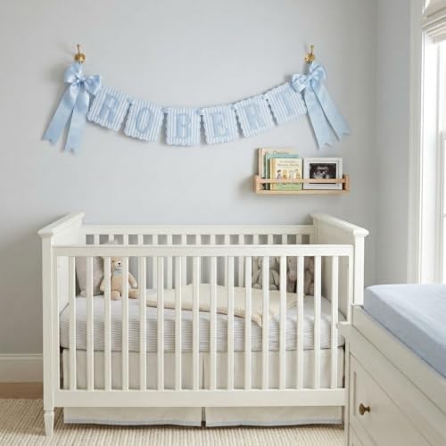 Custom Embroidered Baby Banner, Personalized Name Banner, Scallopped Banner - Image 3