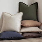 Foindtower Decorative Linen Fringe Throw Pillow Covers 24×24 Dark Green - Image 6