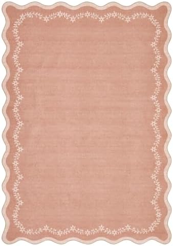 GarveeHome 3x5 Scalloped Washable Area Rug Non Slip Bedroom Entryway Rug by GarveeHome