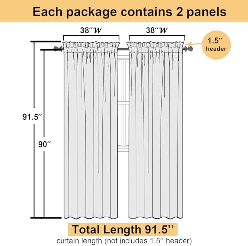 Lecloud Leia Sage Green Sheer Curtains 90 Inch Length 2 Pieces, Breathable - Image 4