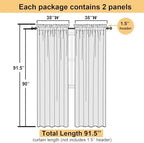 Lecloud Leia Sage Green Sheer Curtains 90 Inch Length 2 Pieces, Breathable - Image 4