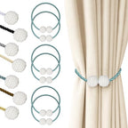 Hion Magnetic Curtain Tiebacks Blue 6pcs, Curtain Holdbacks Hooks Holders by Hion