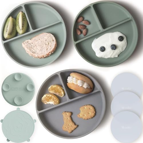 Moonkie Suction Plates for Baby | 100% Silicone BPA-Free Baby Plates by Moonkie