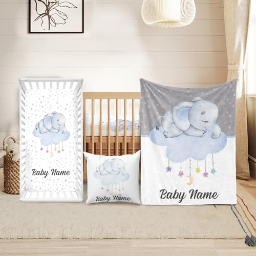 Custom Crib Bedding Set for Boys Girls Gift Elephant Design Color05 by Duckbe