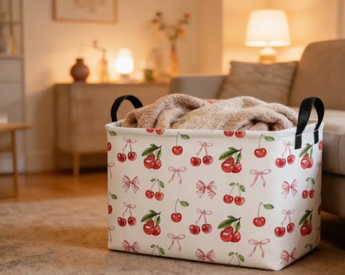 Essme Rectangular Kids Baskets, Cherry Storage Box, Cute Basket - Image 5
