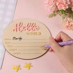 Baby Announcement Sign, Wooden Hello World Newborn Signs Birth Name Sign - Image 4