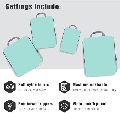 PANDA JOYS 4 Set Compression Packing Cubes Travel - Image 3