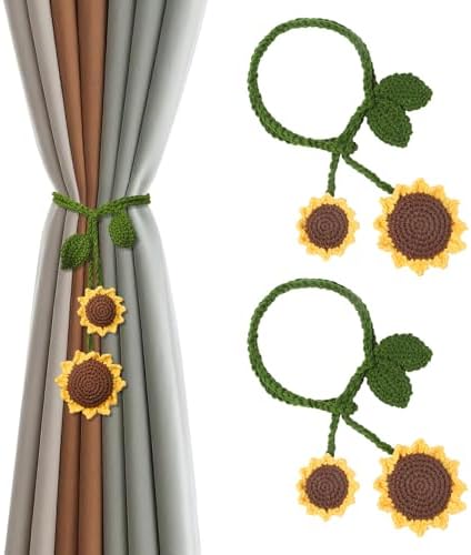 2 Pack Boho Handmade Flower Curtain Tiebacks & Holdbacks by OCIOLI