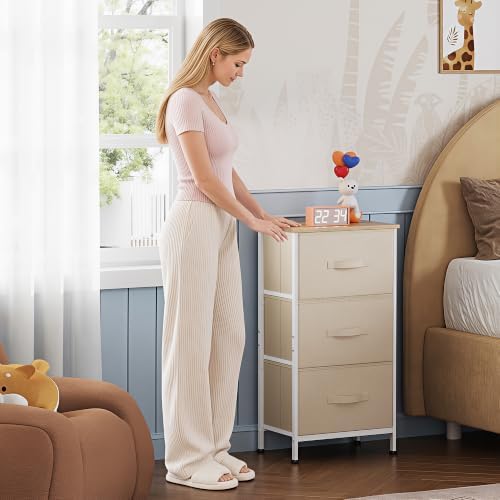 WLIVE Small Dresser Nightstand for Bedroom, 3 Drawers, Cream White - Image 2