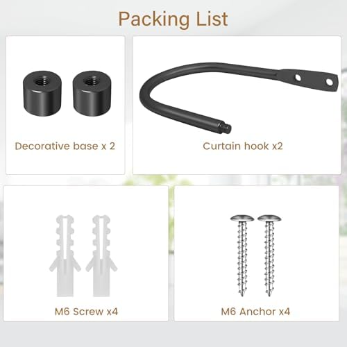 HIKMLK Minimalist Curtain Holdbacks 2pcs, 100% Cast Iron Solid Heavy Duty Metal - Image 4
