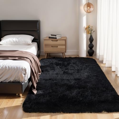 5x8 Thick Black Fluffy Shag Rug - Image 6