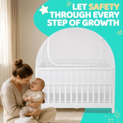 Full Size Cribs 3-in-1 Breathable Mesh Crib Liner, Teething Rail Cover & Crib - Image 7