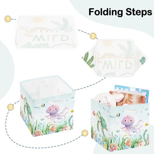 11.8" Marine Animals Cube Storage Organizer Set 3Pcs Ocean Sharks Turtles Cube - Image 7