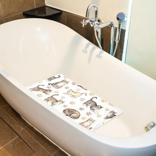 Bathtub Mat Non Slip 26.8x15.1In, Cats Paws Bath Mat - Image 5