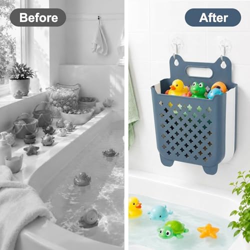 Bath Toy Bin, Stand Up Bath Toy Storage, Foldable Bath Toy Holder - Image 5