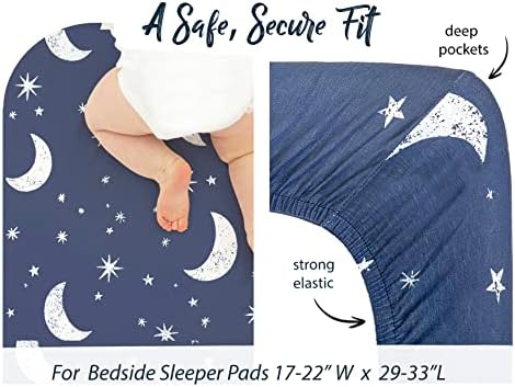 100% Organic Cotton 2 Pk Bedside Sleeper Bassinet Fitted Mattress Sheets - Image 2