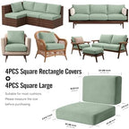 8Pcs Outdoor Cushion Covers, Stretch Patio Furniture Couch Chair Slipcovers - Image 2