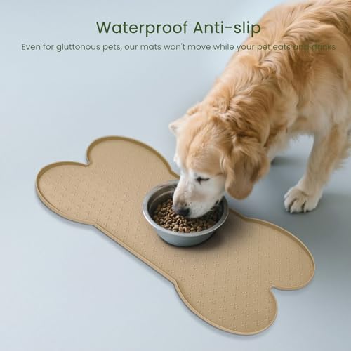 PWTAA Dog Food Mat Anti-Slip Silicone Dog Bowl Mat Thicker Pet Placemat - Image 3