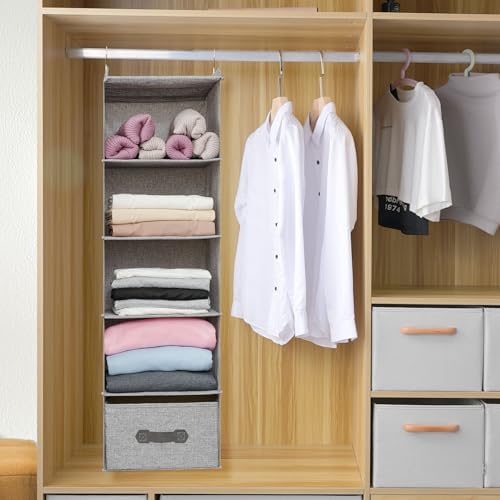 Large Hanging Sweater Organizer, 5 Shelf-1 d - Image 3