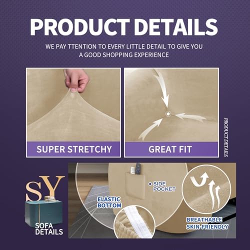 ZNSAYOTX Stretch Velvet Recliner Cover 4-Pieces, Thick Soft Recliner Chair - Image 3
