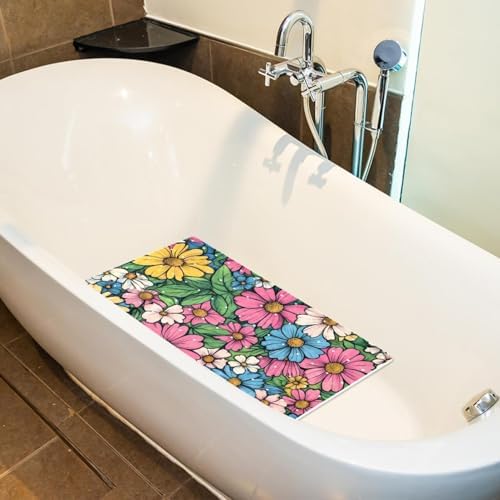 Shower Mat Non Slip, Colorful Flower Anti Slip Bath Mat - Image 5