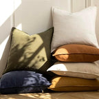 Foindtower Linen Solid Decorative Throw Pillow Covers 20x20 Cream White - Image 6