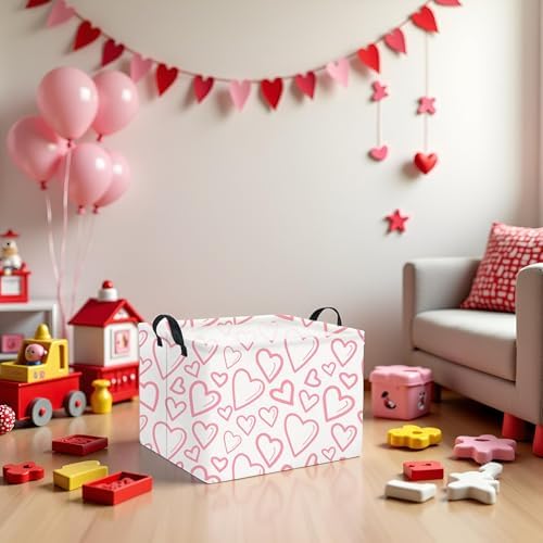 Rectangular Valentines Basket for Home Kitchen Girls Cute Kids Storage Bin - Image 3