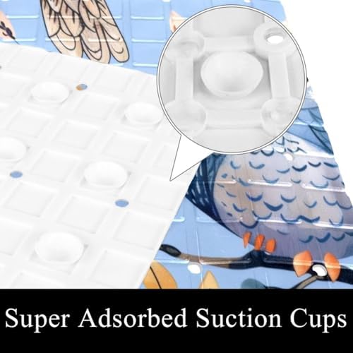 Shower Mat Non Slip 26.8 x 15.1 Inches, Owls and Leaves Bathtub Mat Shower - Image 3