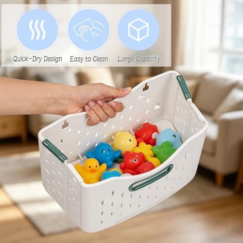2 Pcs Bath Toy Storage Organizer, Foldable Large Capacity Bath Plaything - Image 3