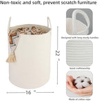 XUANGUO White Cotton Rope Laundry Basket Hamper - Image 2