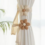2 Pack Cute Curtain Tiebacks, Cartoon Beige Flower Curtain Ties Holdbacks - Image 4