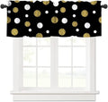 Polka Dot Window Valance, Small Gold Dots White Circles Modern Geometric by JanJCurt