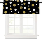 Polka Dot Window Valance, Small Gold Dots White Circles Modern Geometric by JanJCurt
