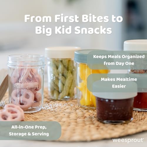 WeeSprout Glass Baby Food Storage Jars w/Lids Snack, Reusable Small Containers - Image 4