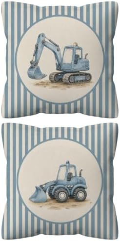 kdqua Construction Boy Nursery Pillow Cover 18x18 Double-Sided, Boy Room by kdqua