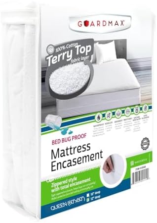 Guardmax Queen Mattress Encasement Zippered, 100% Waterproof Mattress Protector by Guardmax