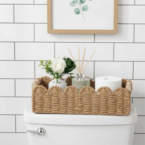 CubesLand Scalloped Toilet Paper Storage Basket W/Handle - Image 2