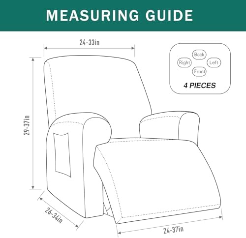 NILUOH Stretch Recliner Covers 4 Piece, Non-Slip Lazy Boy Chair Covers - Image 6