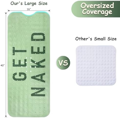 Bathtub Mat Non Slip, Get Naked Extra Long Bath tub Mat Shower Floor Mat - Image 2